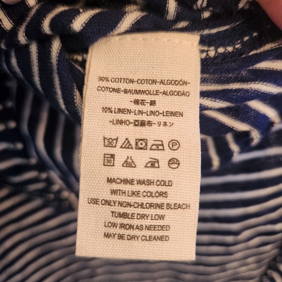 We The Free Oversized Striped Blue Long Sleeve Top Sz XS - Picture 3 of 6